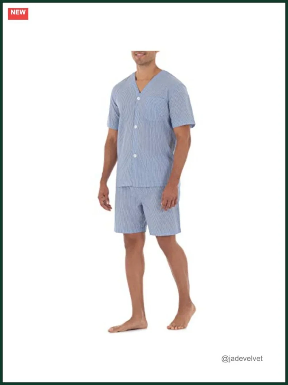 Men's Broadcloth Short Sleeve Pajama Set - Relaxed Fit, 2-Piece